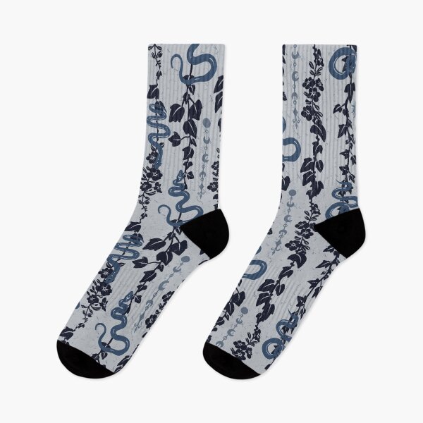 Item preview, Snakes Hidden Among Flowering Vines - Midnight Blue Monochrome designed and sold by ashandinkstudio.
