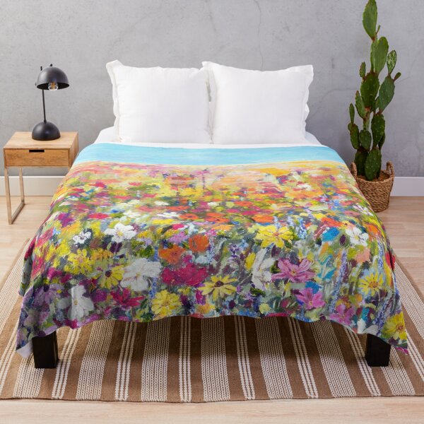 Item preview, colorful wildflower field oil painting hand painted designed and sold by ColorandColor.