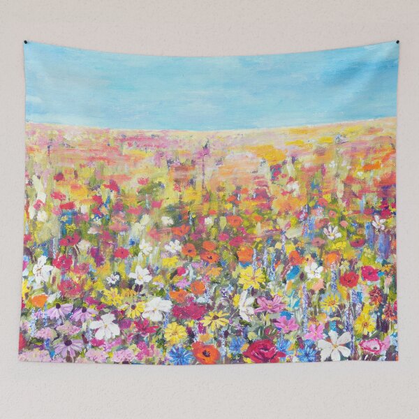 Item preview, colorful wildflower field oil painting hand painted  designed and sold by ColorandColor.