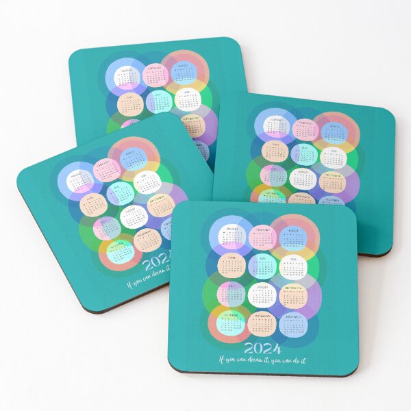 Item preview, Abstract Geo Rainbow 2024 Calendar 1. Teal designed and sold by Dominiquevari.