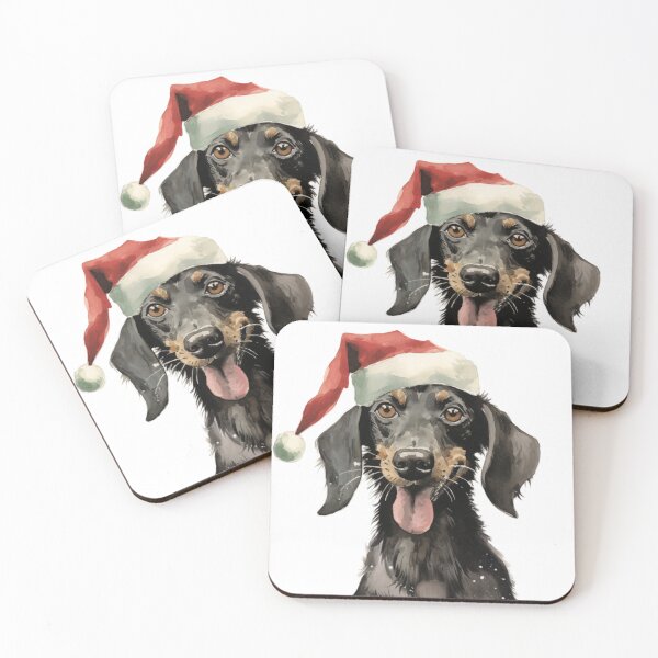 Item preview, Wiener Dog with Santa hat designed and sold by CreativeDecorCo.