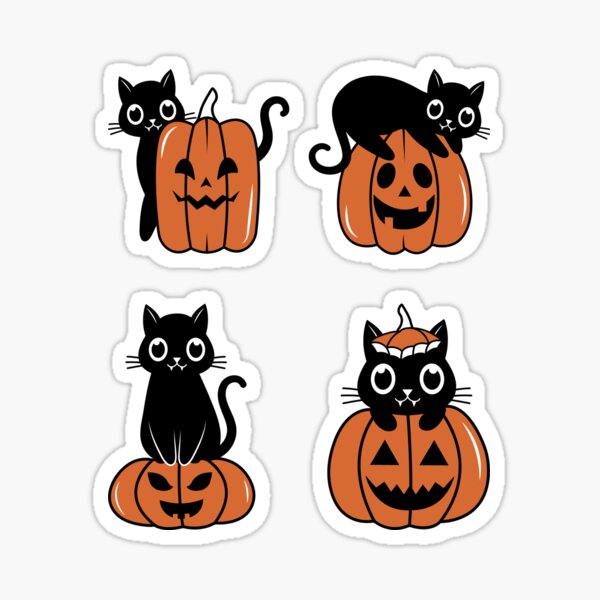 Cute And Creepy Black Cat  Halloween Stickers (2081120)