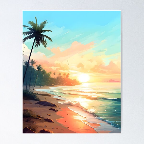 Item preview, Soothing Sunrise: A Tranquil Beach in Watercolor designed and sold by Shirtastically.