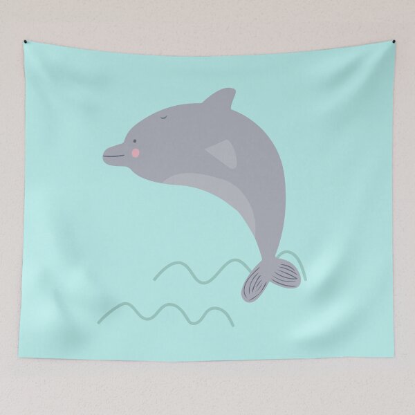 Item preview, Delfin saltando fuera del agua celeste designed and sold by DofinaSur.