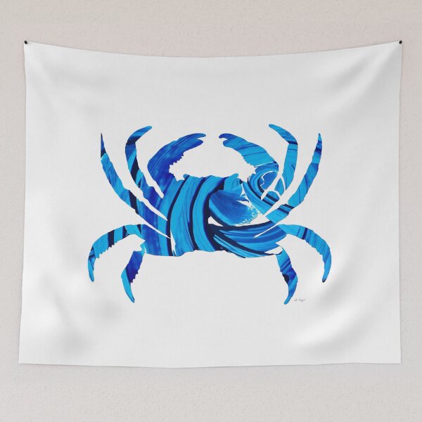 Item preview, Copy of Blue And White Beach Crab Art 2 designed and sold by Sharon Cummings Art.
