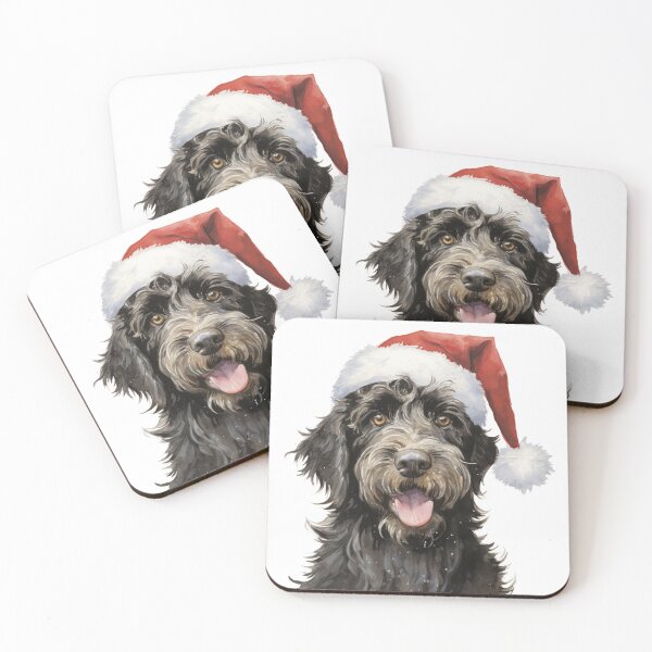 Item preview, Portugese water Dog with Santa hat designed and sold by CreativeDecorCo.