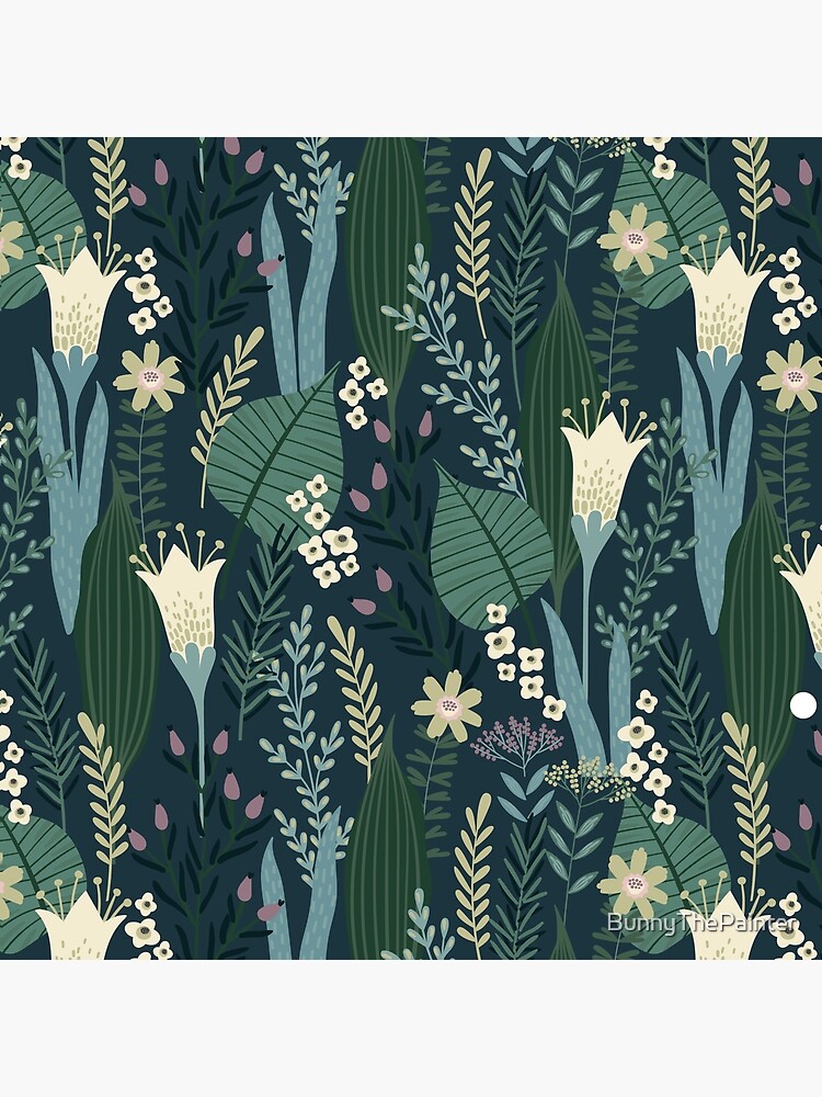 Wonderful Mid-Century Style Evening Lily And Wildflower Pattern by BunnyThePainter