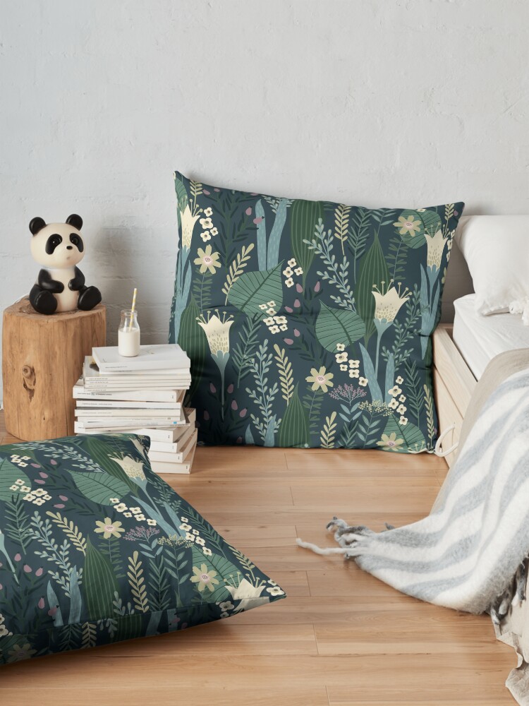 Alternate view of Wonderful Mid-Century Style Evening Lily And Wildflower Pattern Floor Pillow