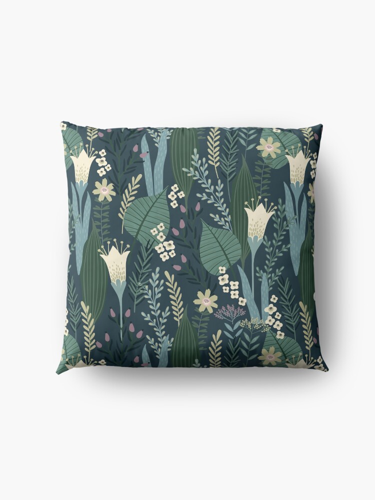 Alternate view of Wonderful Mid-Century Style Evening Lily And Wildflower Pattern Floor Pillow