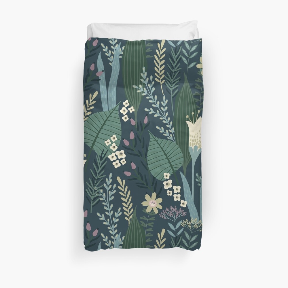 Wonderful Mid-Century Style Evening Lily And Wildflower Pattern Duvet Cover