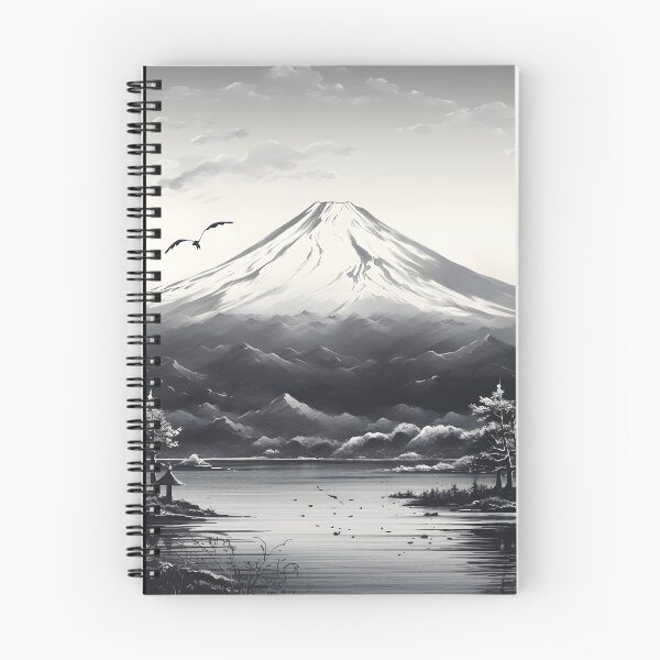 Item preview, Black And White Japanese Mount Fuji - Aesthetic Art designed and sold by RibbitFans101.