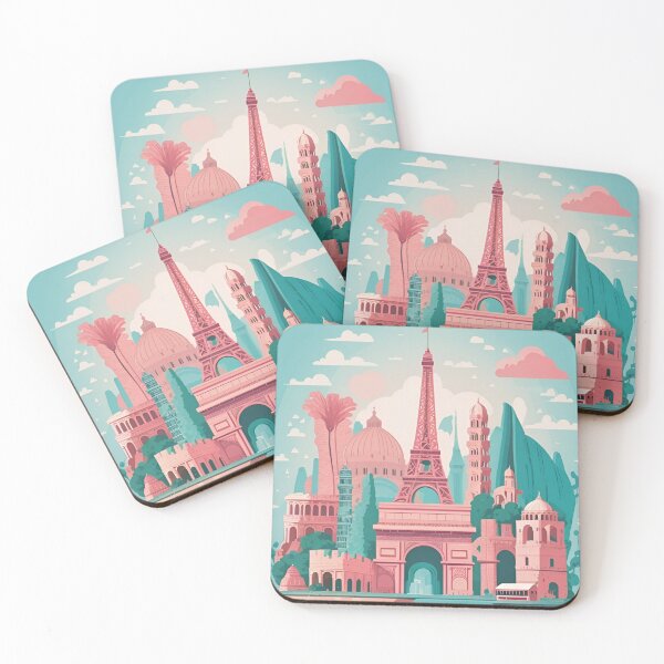 Item preview, Colosseum Rome, Eiffel Tower Paris, Taj Mahal India, Leaning Tower of Pisa, Great Wall of China, Sydney Opera House designed and sold by WallAndArt.