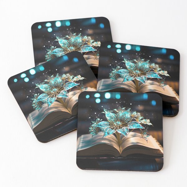 Item preview, Jade turquoise emerald vine growing from a book in the style of whimsical and fantastical designed and sold by AI-Only Creations.