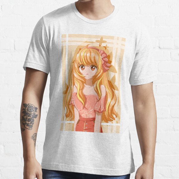 Revel Shore Kawaii Retro Anime Cute Manga Girl Waifu Aesthetic Shirt (Color: Yellow, Size: X-Large)