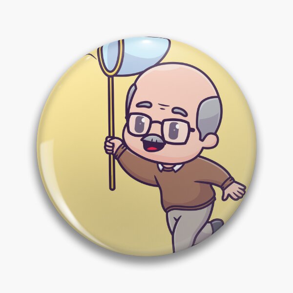 Item preview, Nostalgic Bliss: Grandfather Chasing Dragonflies - Cartoon Vector Illustration designed and sold by hjian8219.