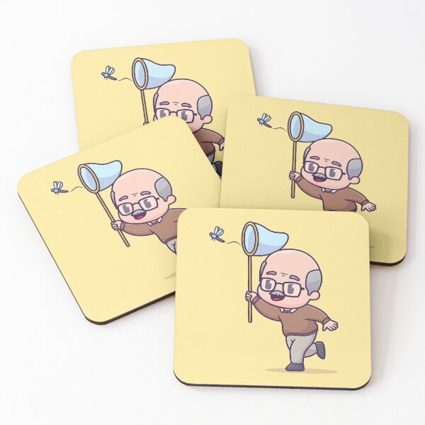 Item preview, Nostalgic Bliss: Grandfather Chasing Dragonflies - Cartoon Vector Illustration designed and sold by hjian8219.