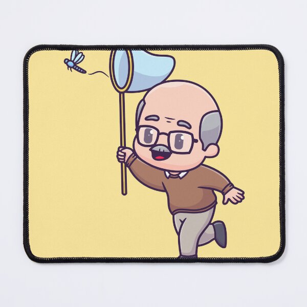 Item preview, Nostalgic Bliss: Grandfather Chasing Dragonflies - Cartoon Vector Illustration designed and sold by hjian8219.