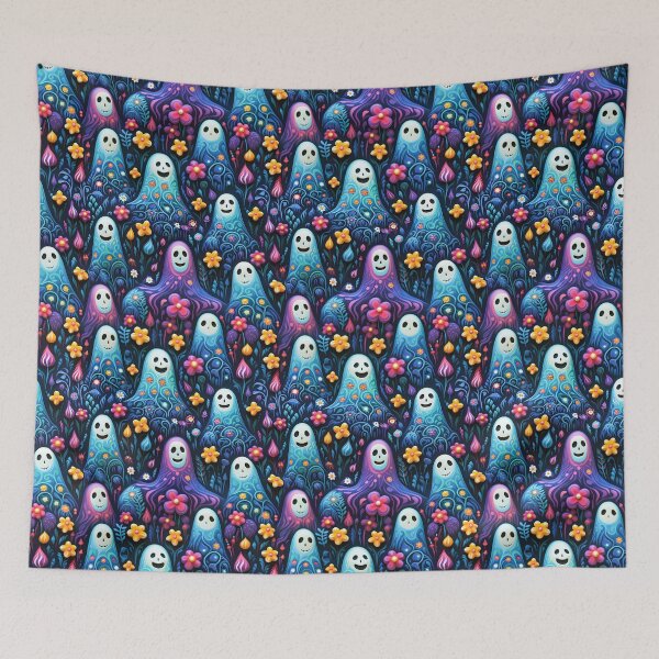 Item preview, Cute Ghost Floral Halloween Pattern designed and sold by TriarArt.