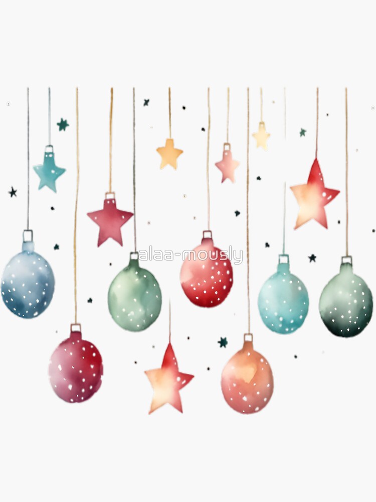 Red Watercolor Ornaments Vinyl