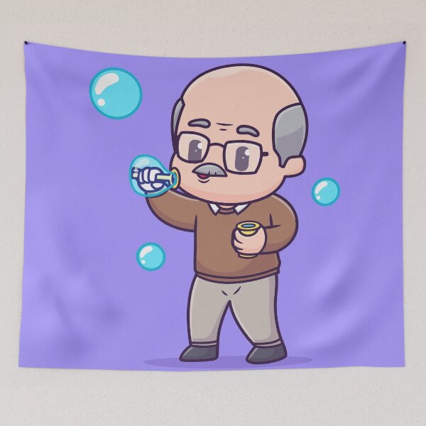 Item preview, Cherished Moments: Cute Grandfather Blowing Soap Bubbles - Cartoon Vector Illustration designed and sold by hjian8219.