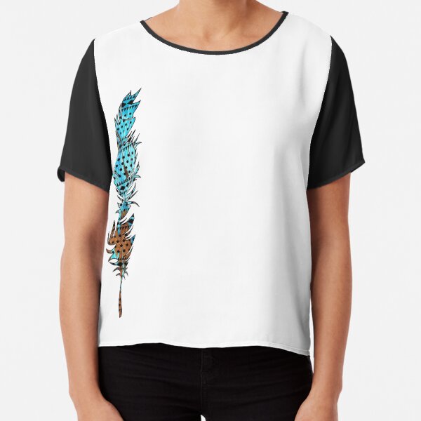 Feather: Aqua & Bronze Chiffon Top
