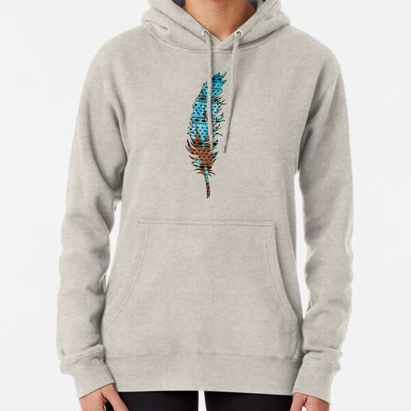 Feather: Aqua & Bronze Pullover Hoodie