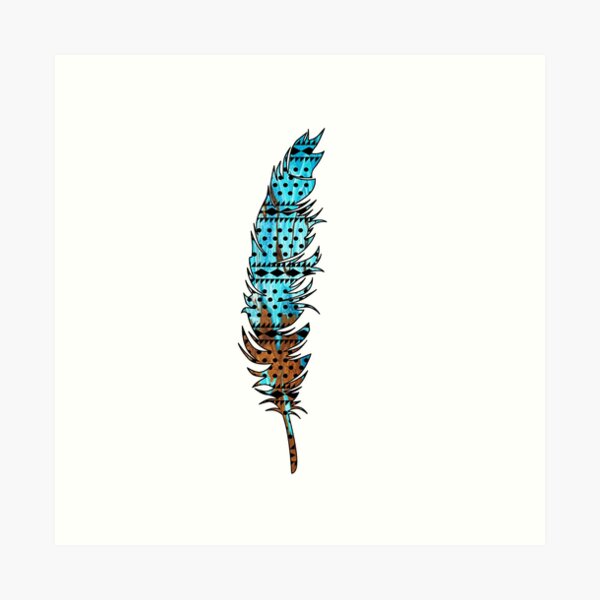 Feather: Aqua & Bronze Art Print
