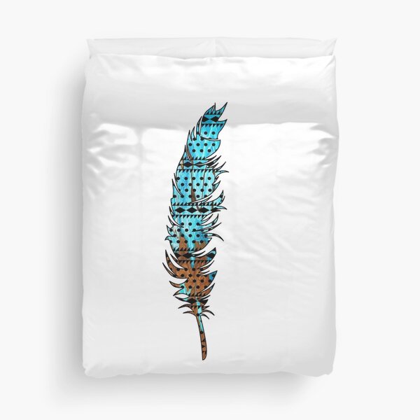 Feather: Aqua & Bronze Duvet Cover