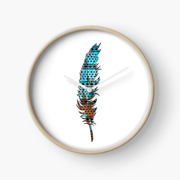 Feather: Aqua & Bronze Clock