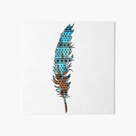 Feather: Aqua & Bronze Art Board Print