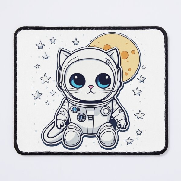 Item preview, Cute white space cat with blue eyes looking at the moon and stars.Astronaut cat. designed and sold by By-Jeff.