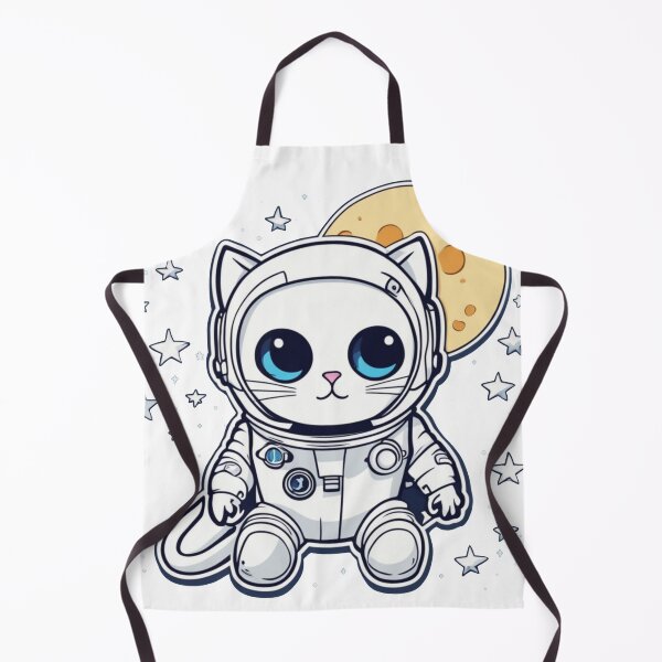 Item preview, Cute white space cat with blue eyes looking at the moon and stars.Astronaut cat. designed and sold by By-Jeff.