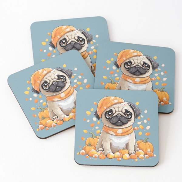 Item preview, Cute pumpkinthemed pug puppy cheerful surrounde. designed and sold by Kwanbaba21.