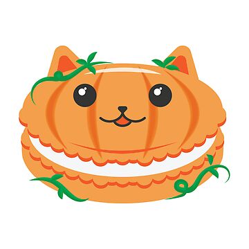 Artwork thumbnail, Pumpkin Halloween Fall Cute Kawaii Catarons Cat French Macarons Pastry Clipart by sehana