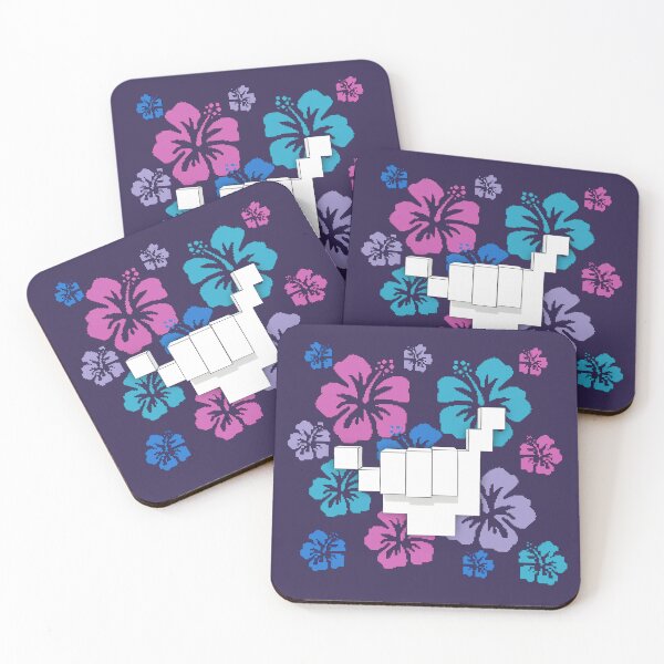 Item preview, Pixel Hawaii Shaka Sign Hang Loose Hibiscus Flowers designed and sold by pixelsparkzone.