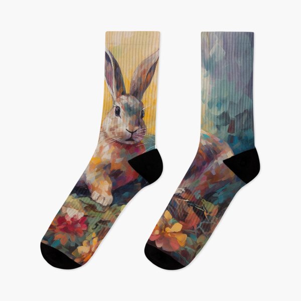 Artikelvorschau, Wildkaninchen mit Blumen entworfen und verkauft von Nola Lee Kelsey.