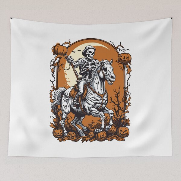 Item preview, Skeleton Riding a Horse | Grim Reaper | Halloween Pumpkin | Retro Vintage  designed and sold by Sobari.