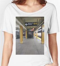 Subway, Metro station, New York, Manhattan, Brooklyn, New York City, architecture, street, building, tree, car, pedestrians, day, night, nightlight, house, condominium,  Women's Relaxed Fit T-Shirt