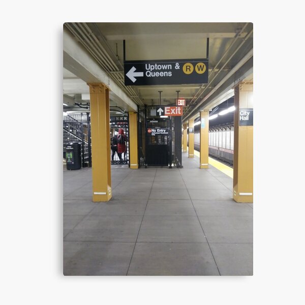 Subway, Metro station, New York, Manhattan, Brooklyn, New York City, architecture, street, building, tree, car, pedestrians, day, night, nightlight, house, condominium,  Metal Print