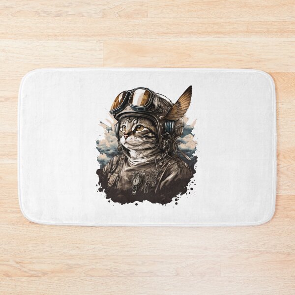 Item preview, cat wearing helmet, cat character, cat pilot style designed and sold by GreyStanzione1.