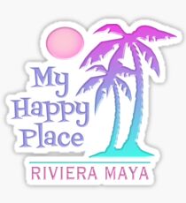 RIVIERA MAYA Souvenir Happy Palm Tree Sun Beach Sticker