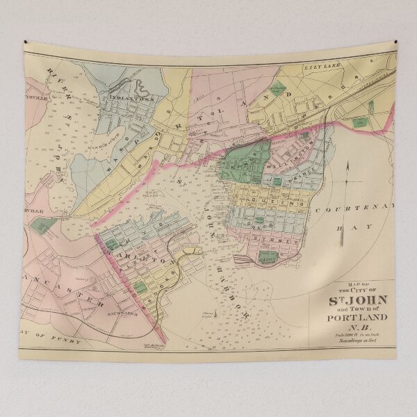 Item preview, Vintage St John New Brunswick Map (1878) designed and sold by BravuraMedia.