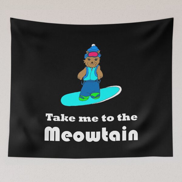 Item preview, cat snowborder meowtain pun cat lover snowboard fan snow lover designed and sold by Artstastic.