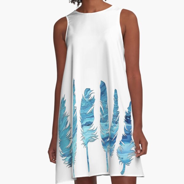 Birds of a Feather: Teal Geode A-Line Dress