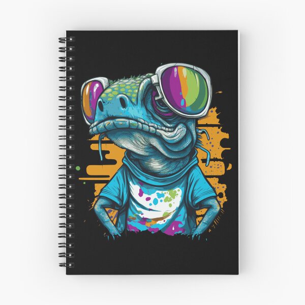 Item preview, colorful lizard with glasses, watercolor lizard glasses, funny lizard cartoon  designed and sold by GreyStanzione1.
