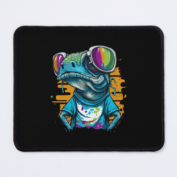 Item preview, colorful lizard with glasses, watercolor lizard glasses, funny lizard cartoon designed and sold by GreyStanzione1.
