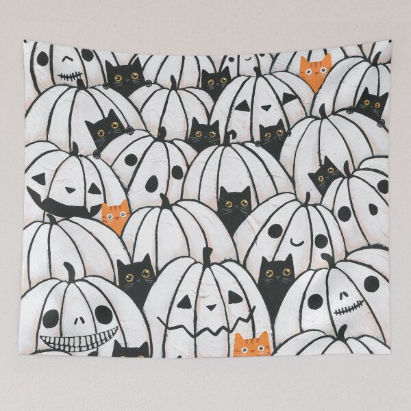 Item preview, Cats in the White Pumpkin Patch designed and sold by KilkennyCat Art.
