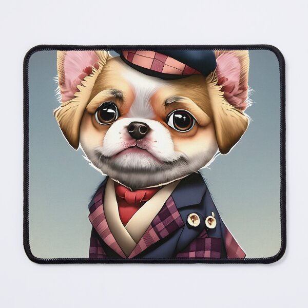 Item preview, Cute Anime Terrior British Dog in Plaid Suit designed and sold by ScarletGoldenOx.