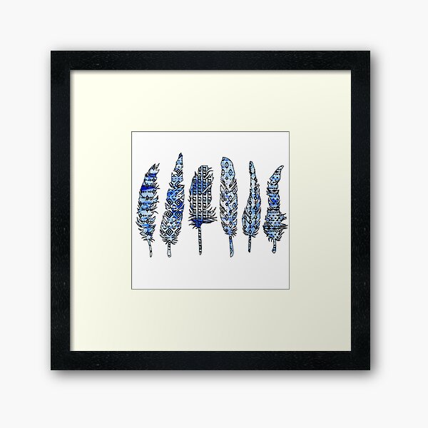 Birds of a Feather: Icy Blue Swirl Framed Art Print
