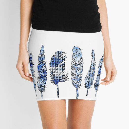 Birds of a Feather: Icy Blue Swirl Mini Skirt